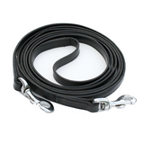 Clip on reins in black leather with stainless steel clips