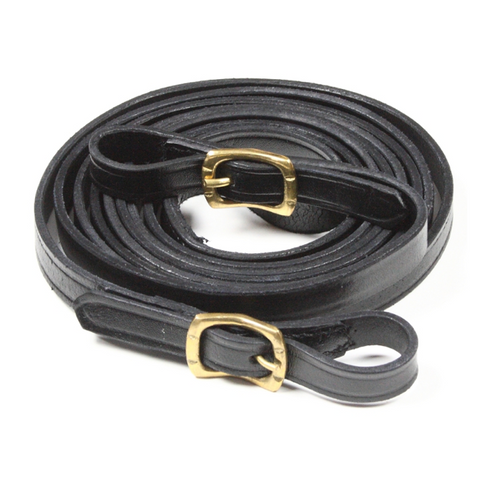 Black leather reins with brass buckle